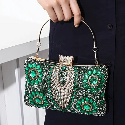 Elegant Vintage Rhinestone Clutch With Chain Strap