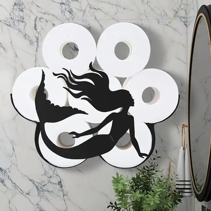 Mermaid Farmhouse Metal Toilet Paper Holder Rack