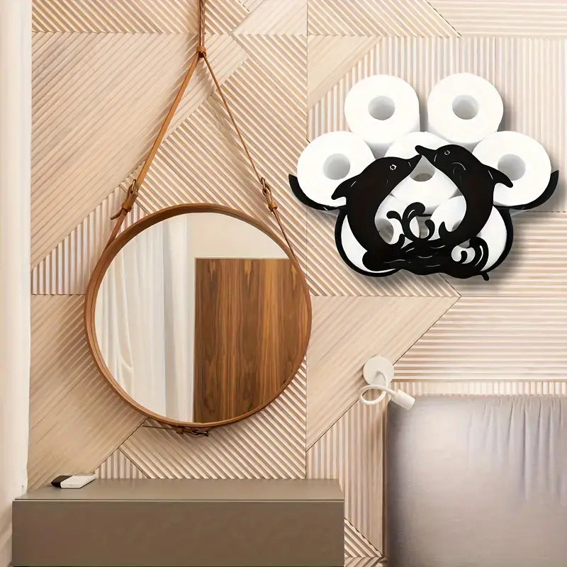 Couple Dolphin Wall-Mounted Toilet Paper Holder