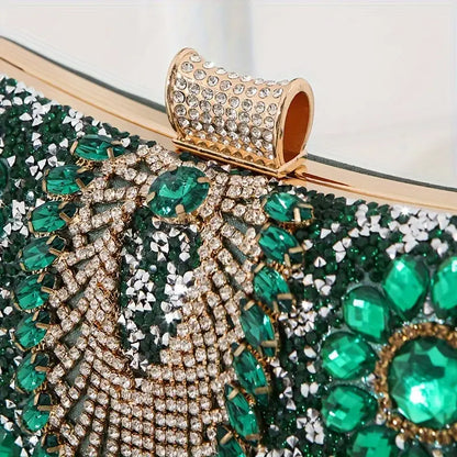 Elegant Vintage Rhinestone Clutch With Chain Strap