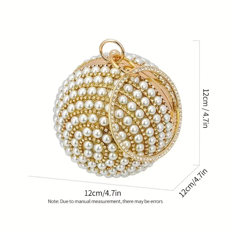 Sparkling Rhinestone and Faux Pearl Evening Clutch