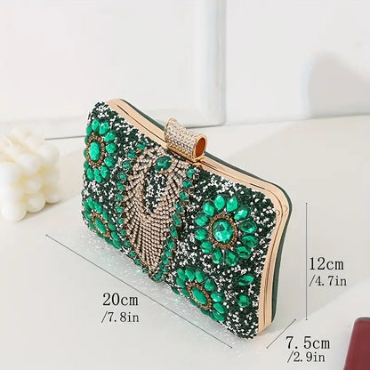 Elegant Vintage Rhinestone Clutch With Chain Strap