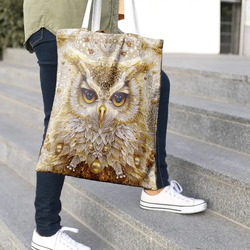 Festive Owl Christmas Tote: Spacious & Stylish for Everyday!