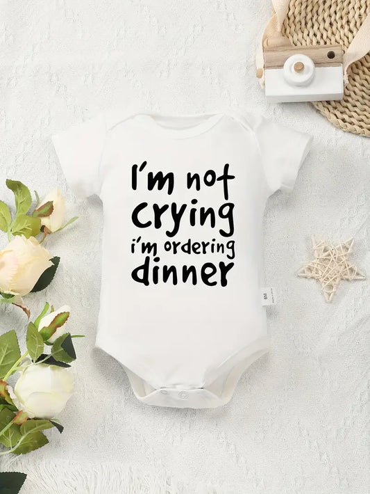 100% Pure Cotton Baby Jumpsuit – "I'm Not Crying, I'm Ordering Dinner" Print