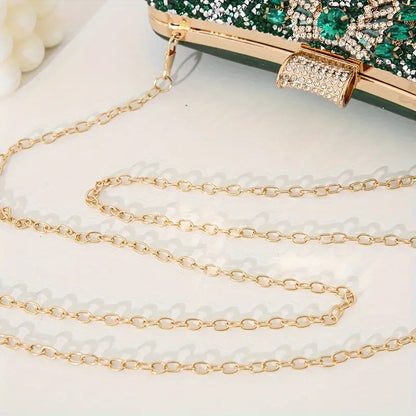 Elegant Vintage Rhinestone Clutch With Chain Strap