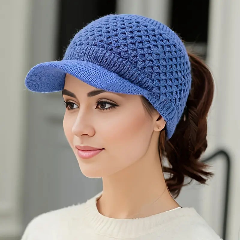 Windproof Knit Ponytail Cap for Stylish Outdoor Adventures