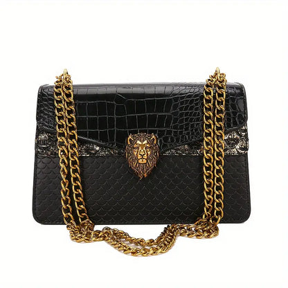 Trendy Lion Button Mini Square Chain Bag