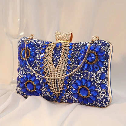 Elegant Vintage Rhinestone Clutch With Chain Strap