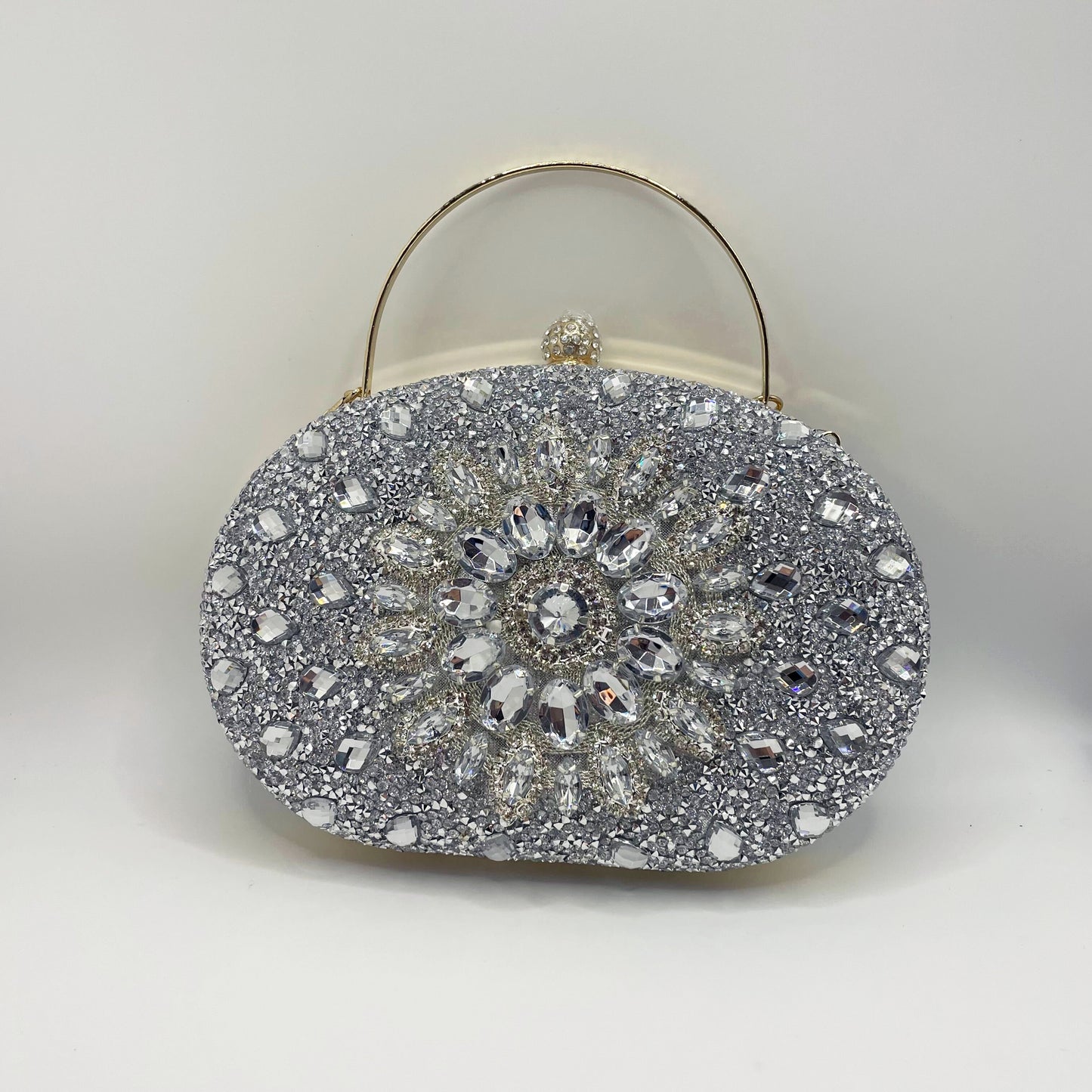 Rhinestone Flower Glitter Clutch for Weddings and Parties