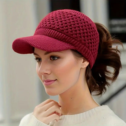 Windproof Knit Ponytail Cap for Stylish Outdoor Adventures