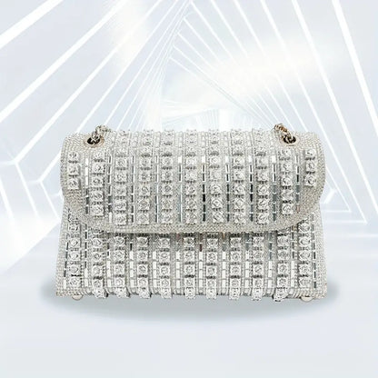 Luxury Rhinestone Crossbody Bag with Trendy Chain