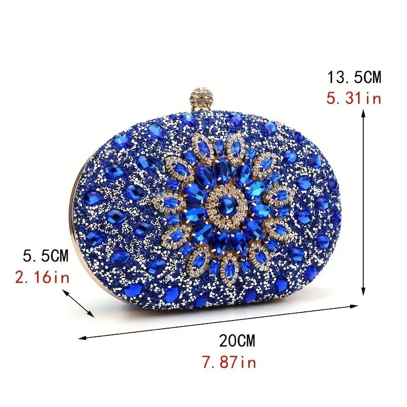 Rhinestone Flower Glitter Clutch for Weddings and Parties