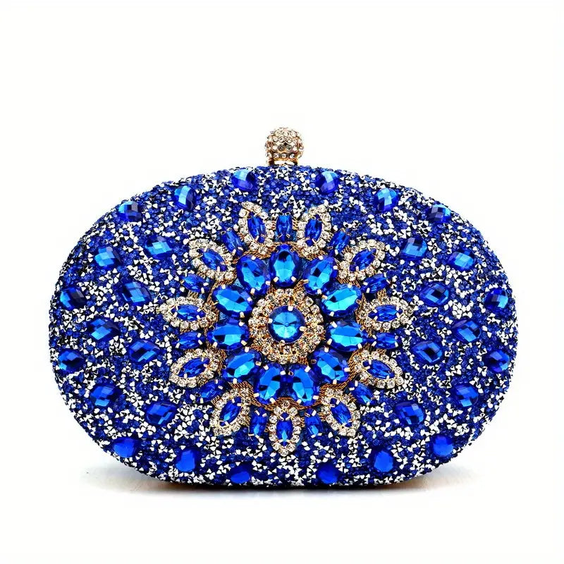 Rhinestone Flower Glitter Clutch for Weddings and Parties