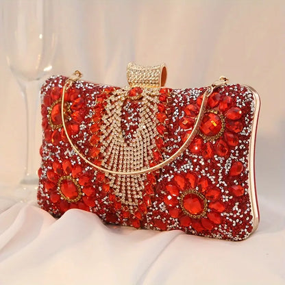 Elegant Vintage Rhinestone Clutch With Chain Strap