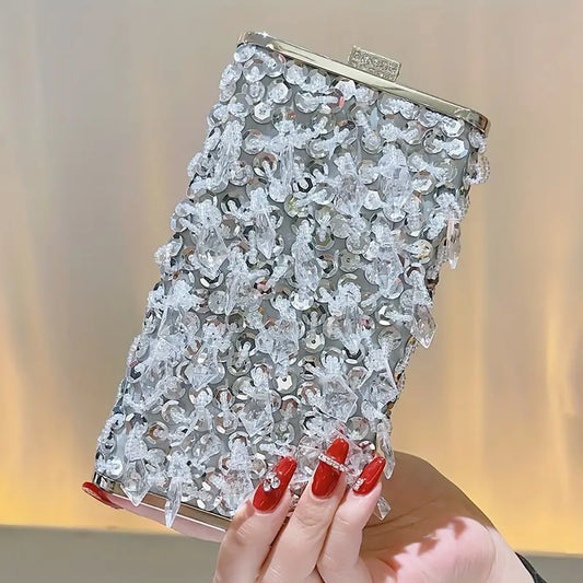 Sparkling Evening Clutch with Rhinestones and Beads