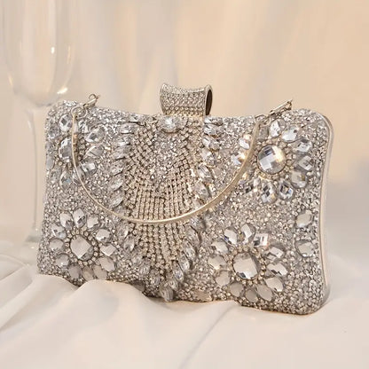 Elegant Vintage Rhinestone Clutch With Chain Strap